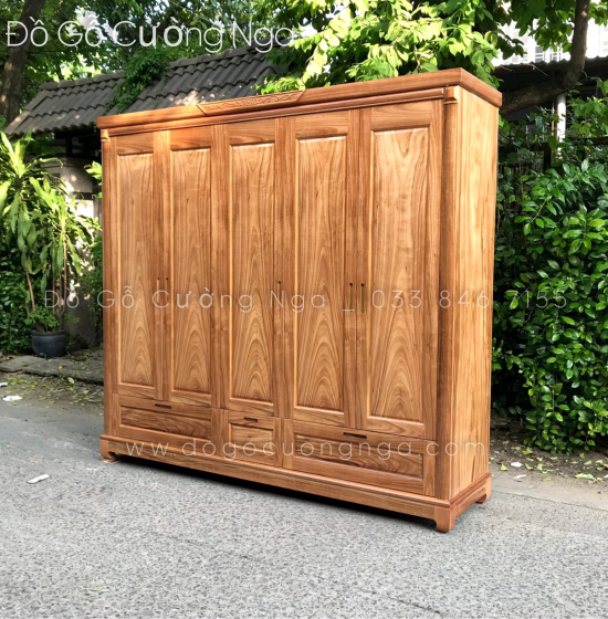 Tủ áo gỗ hương xám 5 cánh 
