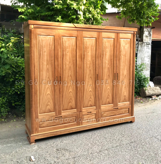 Tủ áo gỗ hương xám 5 cánh 