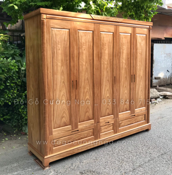 Tủ áo gỗ hương xám 5 cánh 