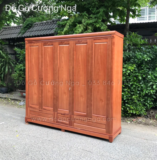 Tủ quần áo gỗ xoan đào 5 cánh 