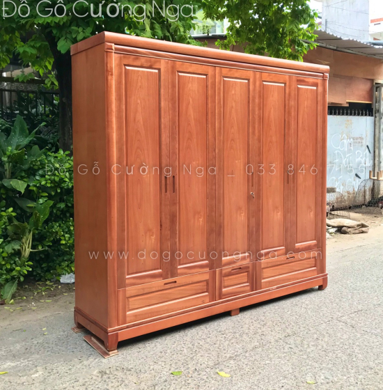 Tủ quần áo gỗ xoan đào 5 cánh 