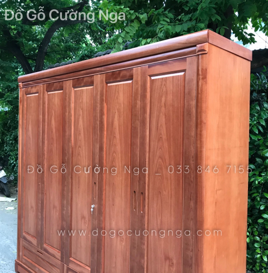 Tủ quần áo gỗ xoan đào 5 cánh 