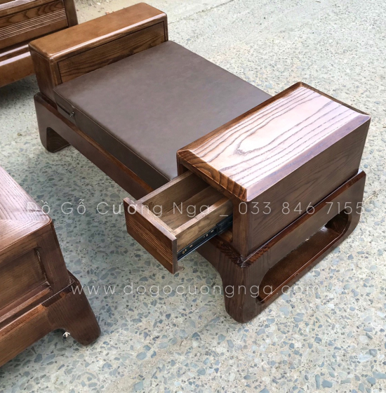 Bộ Bàn Ghế Chân Quỳ Lau Màu Óc Chó - Kèm Nệm 