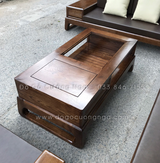 Bộ Bàn Ghế Chân Quỳ Lau Màu Óc Chó - Kèm Nệm 