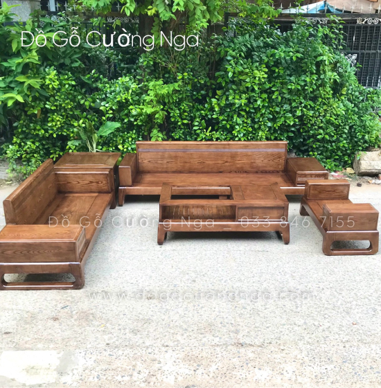 Bộ Bàn Ghế Chân Quỳ Lau Màu Óc Chó - Kèm Nệm 