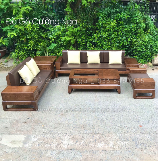 Bộ Bàn Ghế Chân Quỳ Lau Màu Óc Chó - Kèm Nệm 