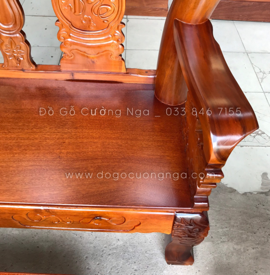 Bộ bàn ghế salon gỗ tràm tay 12 - 6 món chạm đào