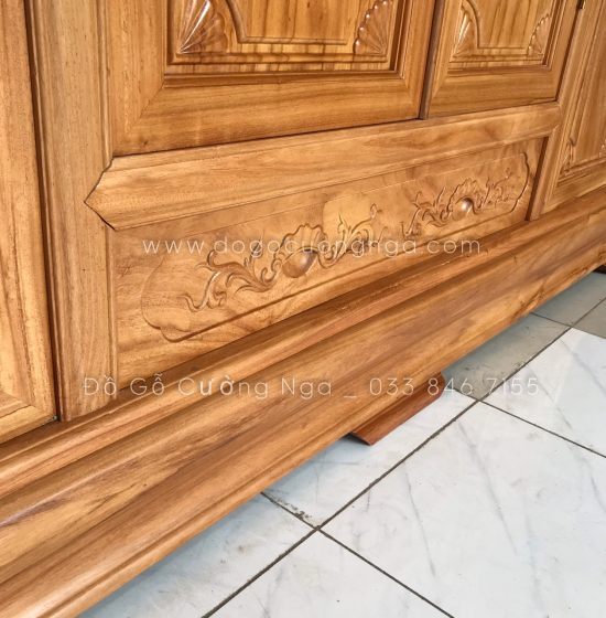 Tủ áo gỗ gõ đỏ 4 cánh - 2m1 cao cấp 