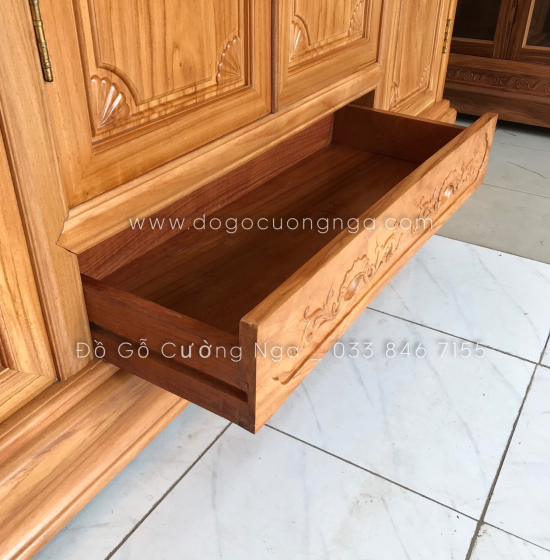 Tủ áo gỗ gõ đỏ 4 cánh - 2m1 cao cấp 