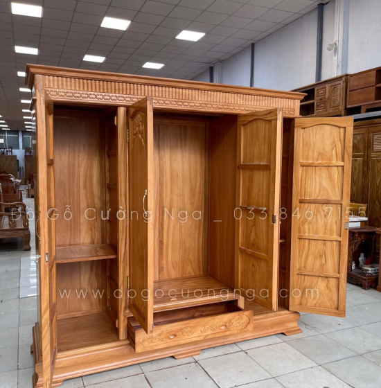 Combo phòng ngủ gỗ gõ đỏ - hiện đại - mẫu X cong 