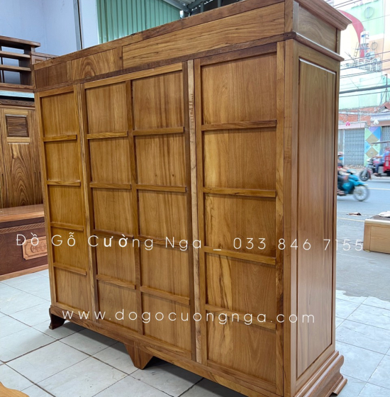 Combo phòng ngủ gỗ gõ đỏ - hiện đại - mẫu X cong 