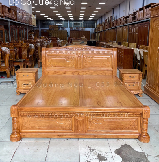 Combo phòng ngủ gỗ gõ đỏ - hiện đại - mẫu X cong 