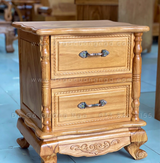 Combo giường tủ phòng ngủ gỗ gõ đỏ - Mẫu hoa hồng 