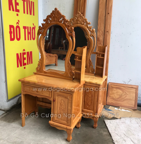 Bàn Trang Điểm Gỗ Gõ Đỏ 80 - Mẫu Nữ Hoàng TĐ 01