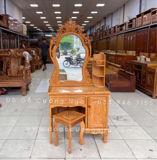 Bàn Trang Điểm Gỗ Gõ Đỏ 80 - Mẫu Nữ Hoàng TĐ 01