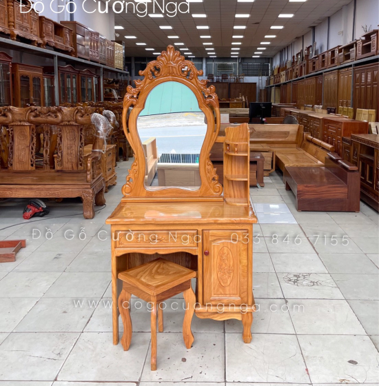Bàn Trang Điểm Gỗ Gõ Đỏ 80 - Mẫu Nữ Hoàng TĐ 01