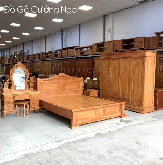 Bộ combo phòng ngủ gỗ gõ đỏ - hiện đại 