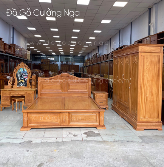 Bộ combo phòng ngủ gỗ gõ đỏ - hiện đại 