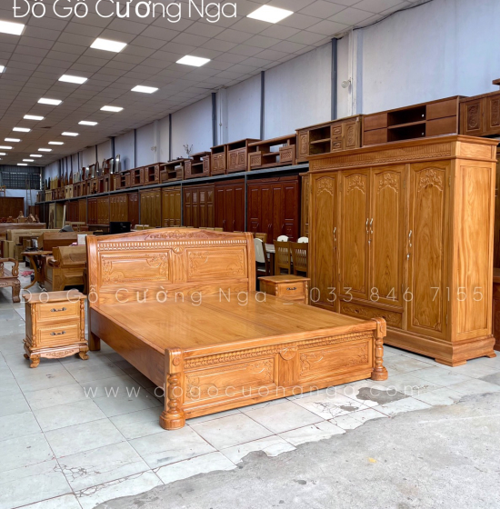 Combo phòng ngủ giường tủ gỗ gõ đỏ đẹp