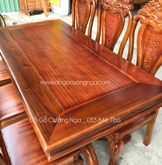 Bộ bàn ăn gỗ tràm 6 ghế giá rẻ - vuông hiện đại BG 073