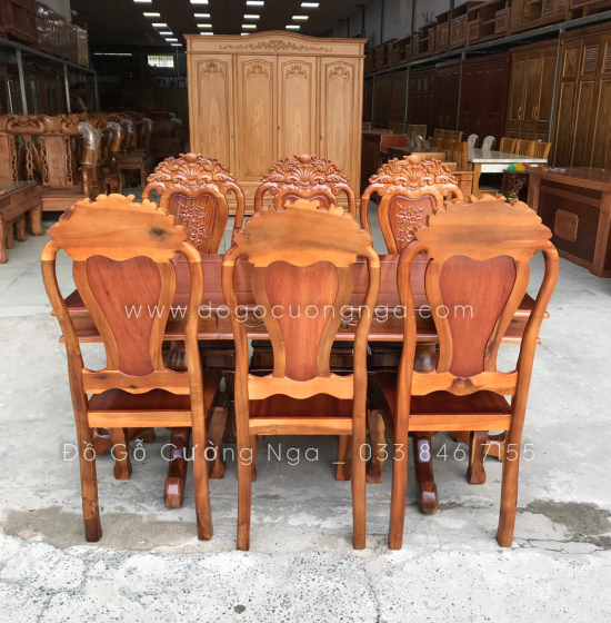Bộ bàn ăn gỗ tràm 6 ghế giá rẻ - vuông hiện đại BG 073