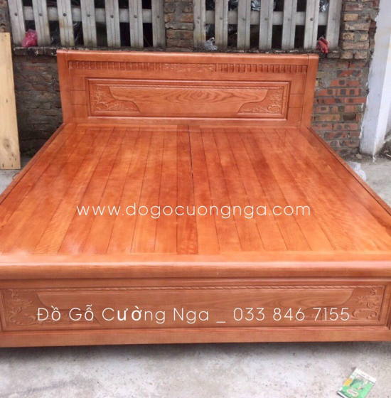 Giường gỗ sồi nga vạt phản - màu cánh gián 