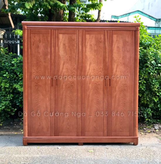 Tủ quần áo gỗ xoan đào 4 cánh - 2m hiện đại 