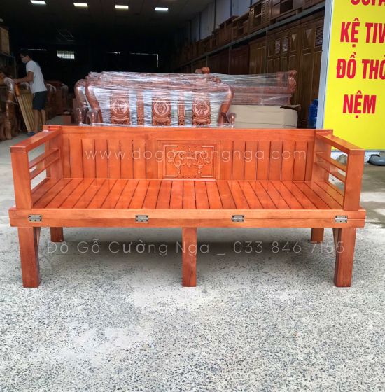 Giường Gấp Gỗ Chân Cao 1m4x1m9 Dành Cho Người Lớn Tuổi