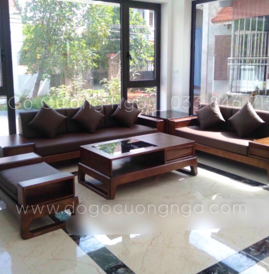 Bộ Bàn Ghế Chân Quỳ Lau Màu Óc Chó - Kèm Nệm 