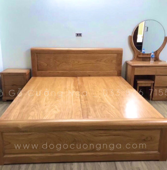 Giường gỗ gõ đỏ hiện đại vạt phản liền - mẫu bắt chỉ 