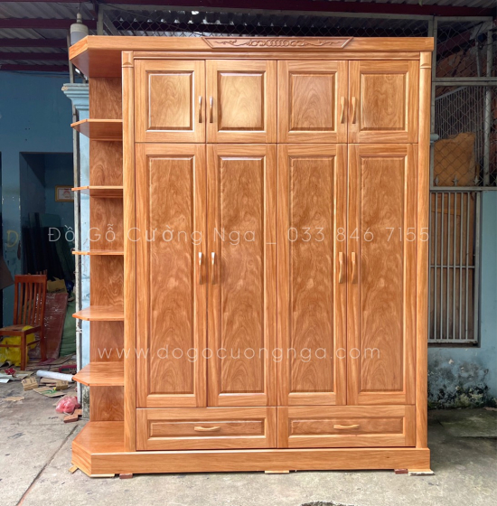 Tủ quần áo gỗ đinh hương 2 tầng 5 cánh - góc trang trí 