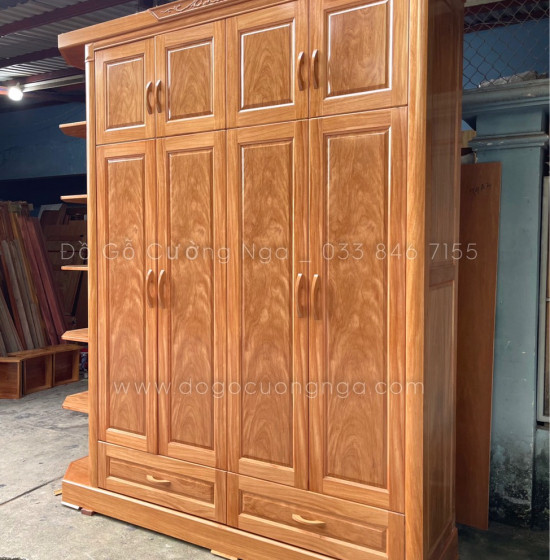 Tủ quần áo gỗ đinh hương 2 tầng 5 cánh - góc trang trí 