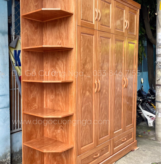 Tủ quần áo gỗ đinh hương 2 tầng 5 cánh - góc trang trí 