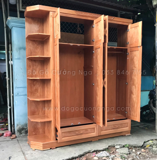 Tủ quần áo gỗ đinh hương 2 tầng 5 cánh - góc trang trí 
