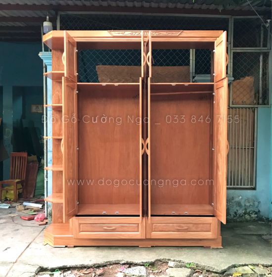 Tủ quần áo gỗ đinh hương 2 tầng 5 cánh - góc trang trí 
