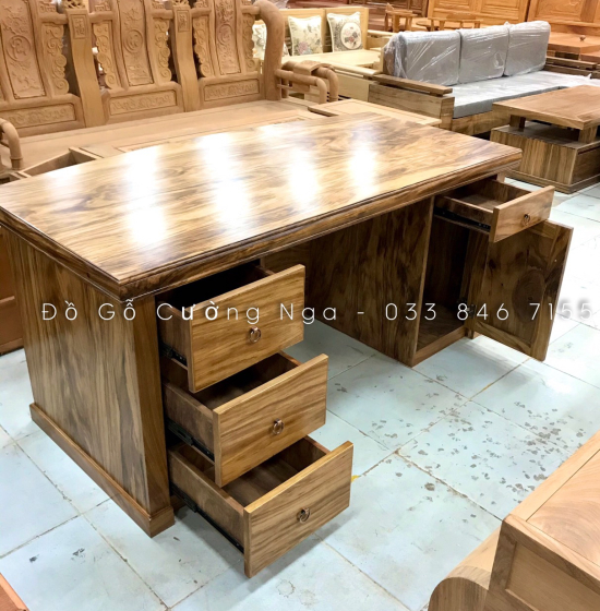 Bàn Làm Việc Giám Đốc Gỗ Hương Xám 1m6 Cao Cấp 