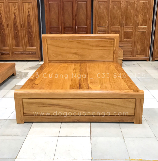 Giường ngăn kéo gỗ gõ đỏ hiện đại - vạt phản liền 