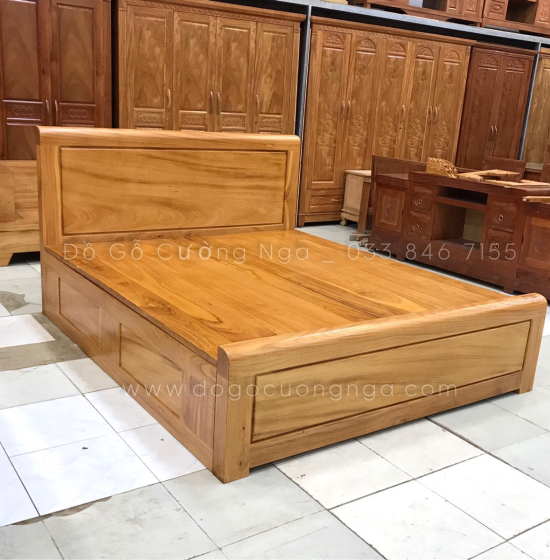 Giường ngăn kéo gỗ gõ đỏ hiện đại - vạt phản liền 