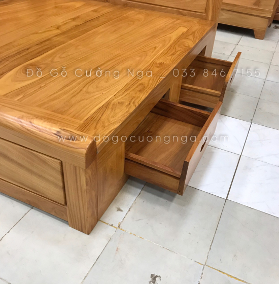 Giường ngăn kéo gỗ gõ đỏ hiện đại - vạt phản liền 