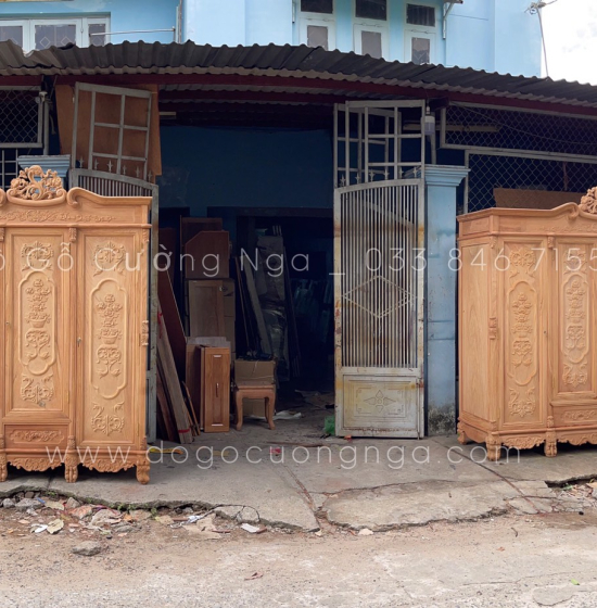 Tủ áo gỗ gõ đỏ 3 cánh - 1m6 cao cấp 