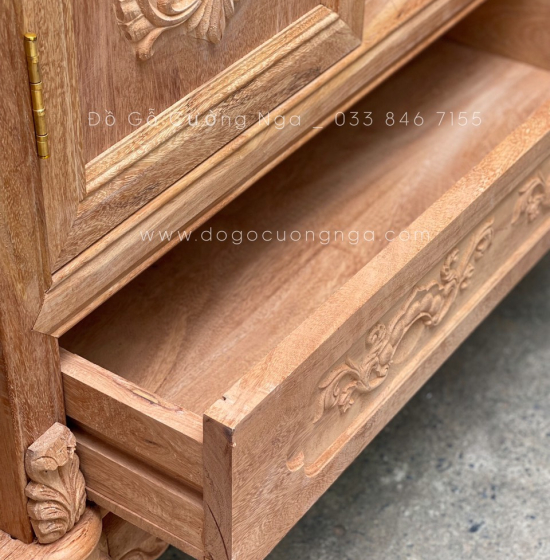 Tủ áo gỗ gõ đỏ 3 cánh - 1m6 cao cấp 