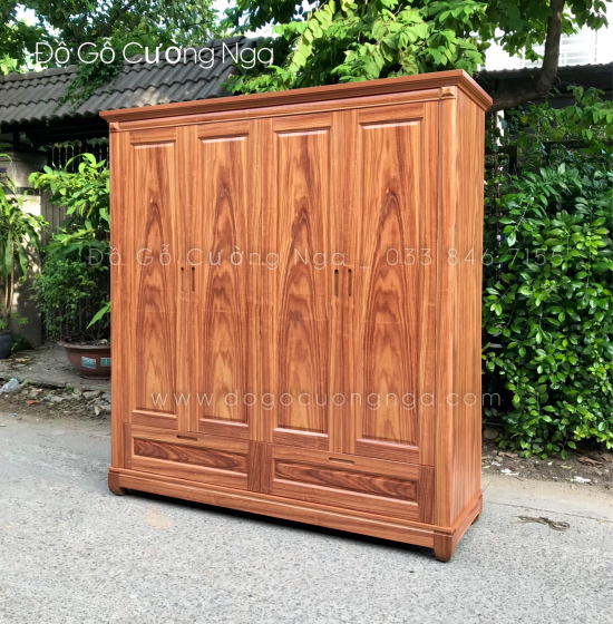 Tủ áo gỗ cẩm 4 cánh - 2m cao cấp 