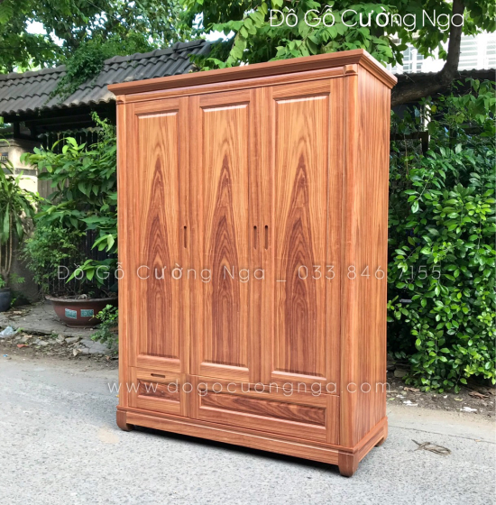 Tủ áo gỗ cẩm 3 cánh - 1m6 hiện đại - giá rẻ 