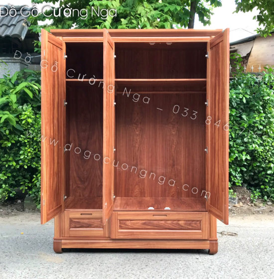 Tủ Quần Áo Gỗ Cẩm Vân 3 Cánh Trơn CV 29.4