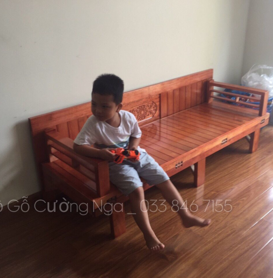 Giường Gấp Gỗ Sồi 1m6x2m Màu Cánh Gián Bền Đẹp 