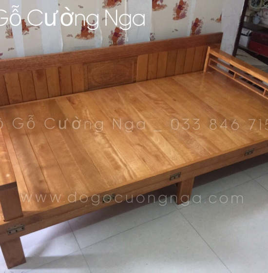 Giường gấp gỗ sồi - ghế mở thành giường hiện đại 