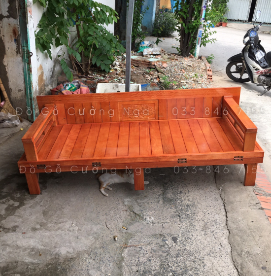 Giường Gấp Thành Ghế Gỗ Sồi 1m2x1m9 Màu Xoan Đẹp 