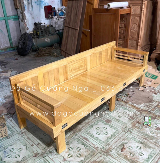 Ghế Giường Gấp Đa Năng Gỗ Sồi 1m4x1m9 Màu Tự Nhiên Giá Rẻ 