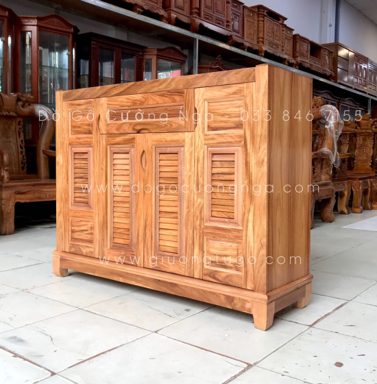 Tủ Giày Gỗ Hương Xám 4 Cánh Hiện Đại Giá Rẻ TD 09