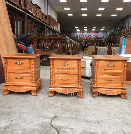 Tủ táp đầu giường gỗ gõ đỏ cao cấp - 2 ngăn kéo